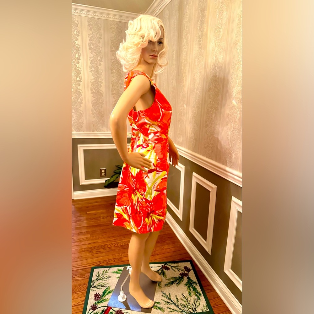 TAHARI “Arthur S. Levine!”Hawaiian Flowers🌺Sundress! Red/grn/Size-10